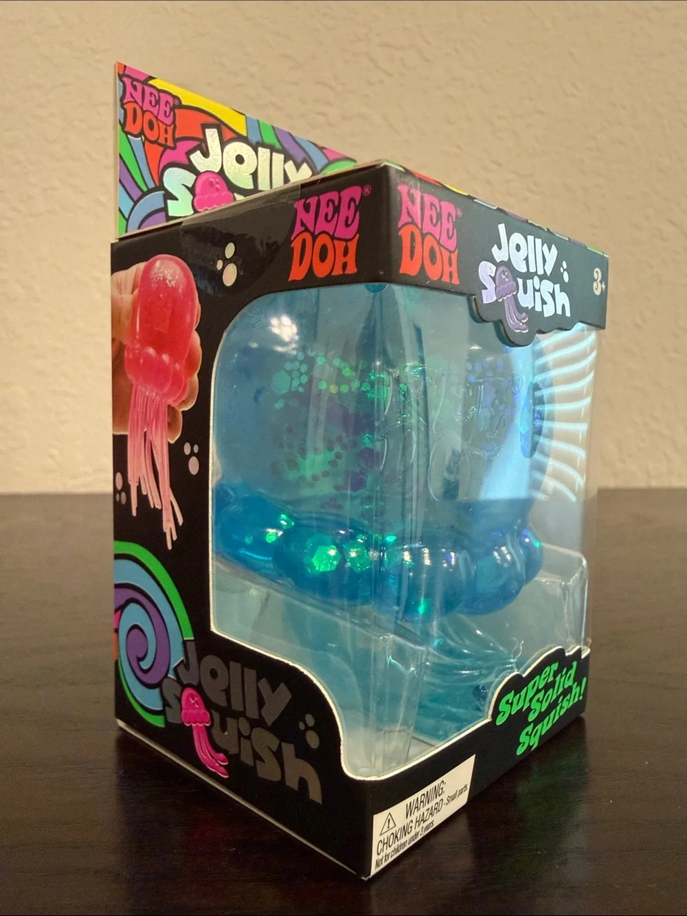 SUPER RARE NeeDoh Jelly Squish Super Solid Squish Jelly fish Toy - Blue
